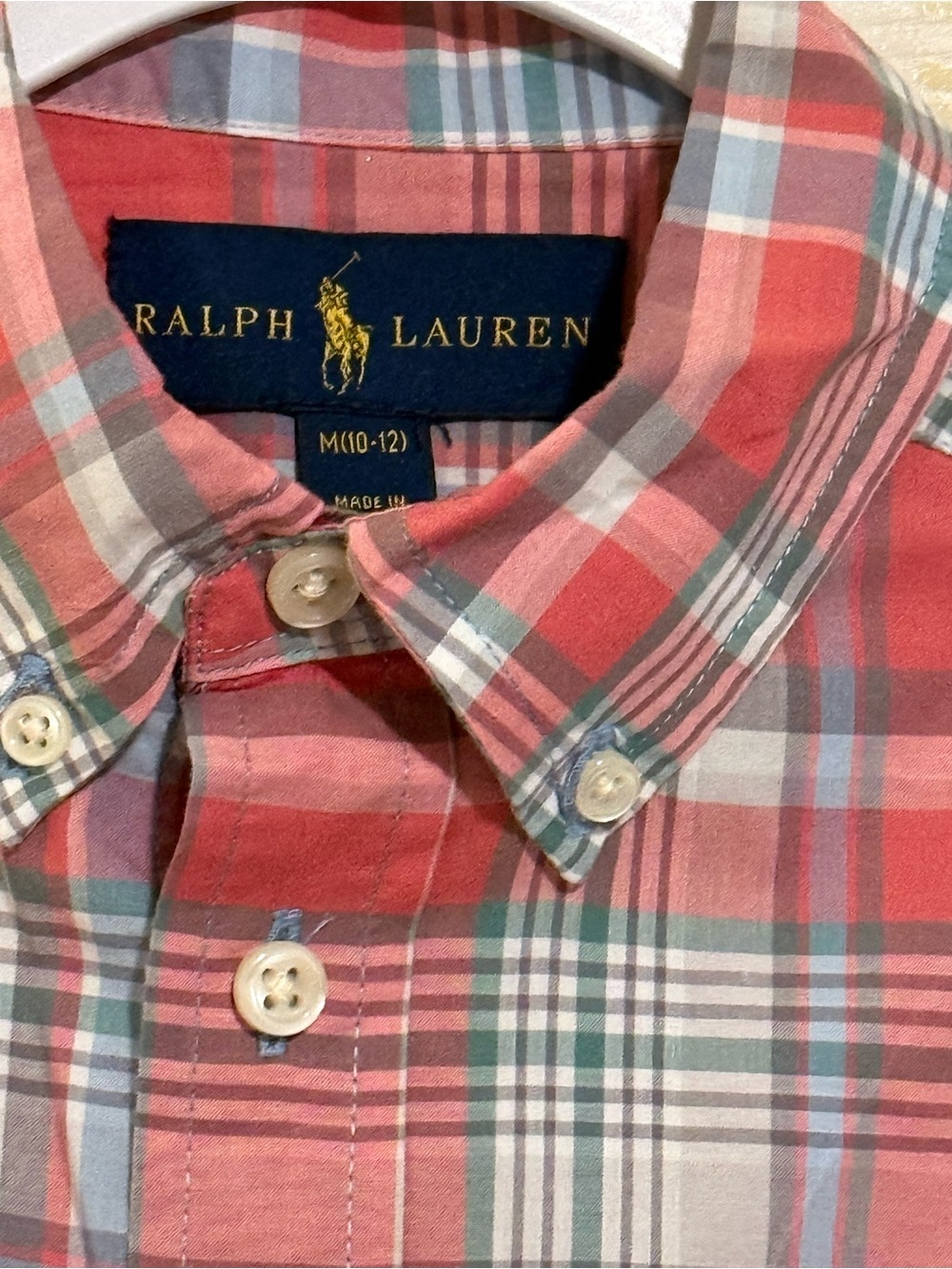 Ralph Lauren Red Plaid Button-Down kids Shirt size 10-12 #theclassy - Picture 3 of 5